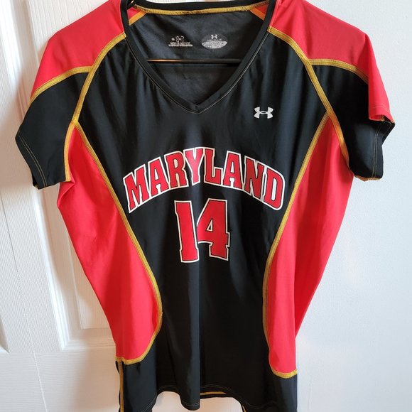 Red and back Maryland UMD 14 Under Armour Jersey - Picture 1 of 3